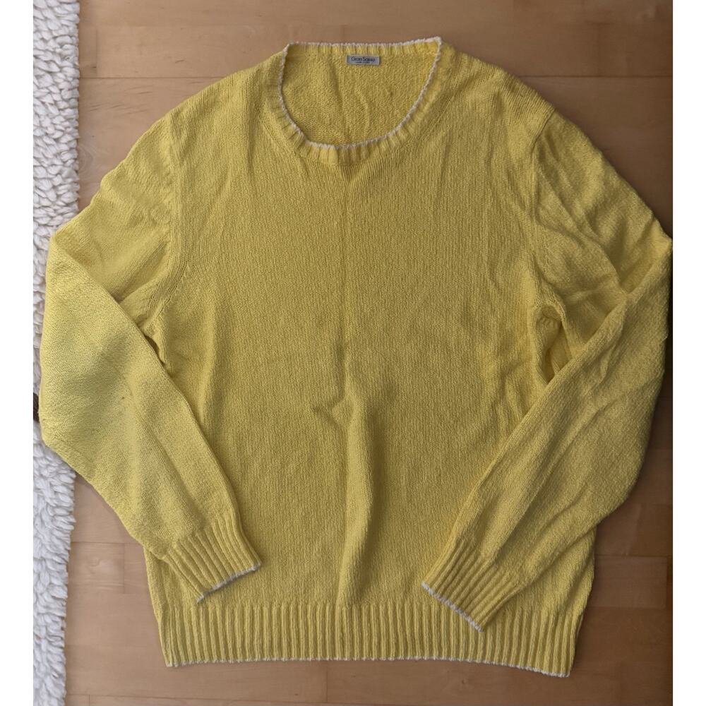 VTG Gran Sasso Knit Cotton Yellow Crewneck Sweater Medium